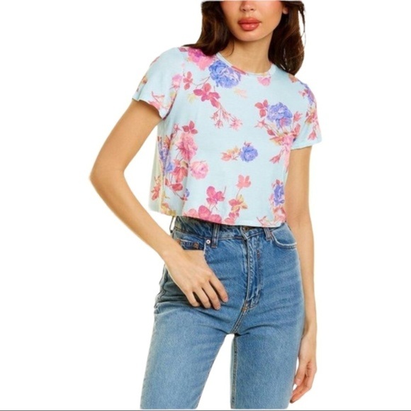 NWT LoveShackFancy beach Riot cropped floral Tshirt, size L - Picture 1 of 6